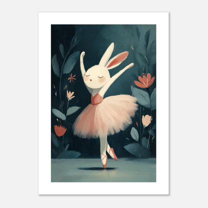 MYSTBIT ART | Floral Rabbit Ballet Art Print Wall Art