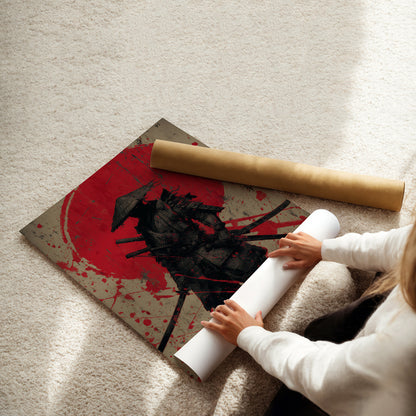 MYSTBIT ART | Red Moon Ronin Art Print Wall Art