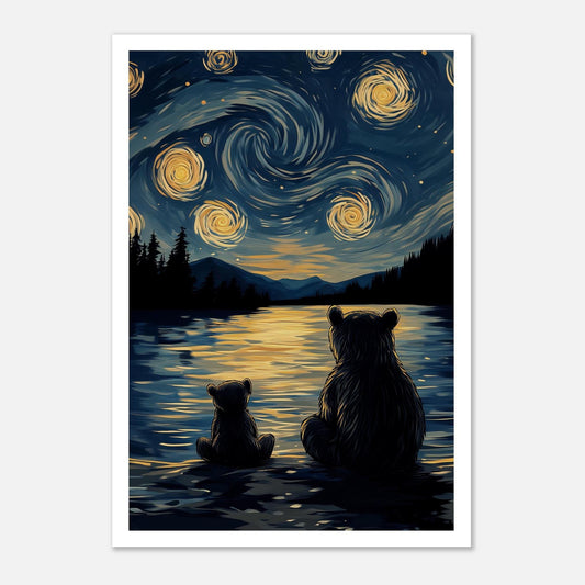 MYSTBIT ART | Starry Bear Night Art Print Wall Art