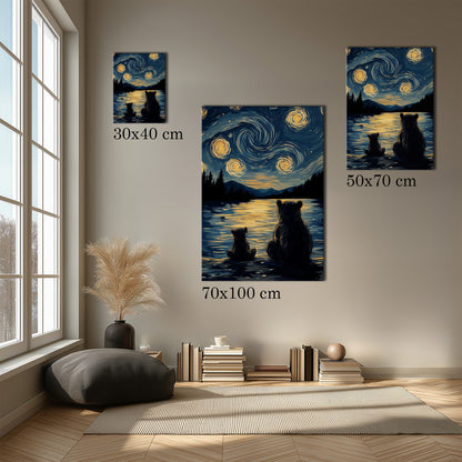 MYSTBIT ART | Starry Bear Night Canvas Print Wall Art