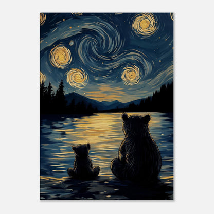 MYSTBIT ART | Starry Bear Night Canvas Print Wall Art