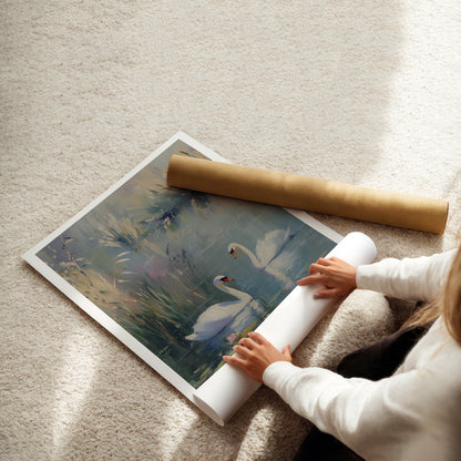 MYSTBIT ART | Swan Serenade Art Print Wall Art