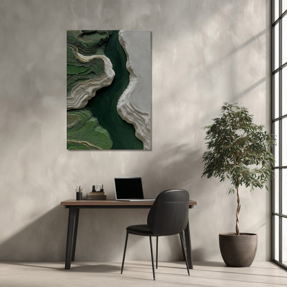 MYSTBIT ART | White & Green No2 Canvas Print Wall Art