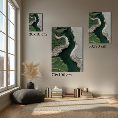 MYSTBIT ART | White & Green No2 Canvas Print Wall Art
