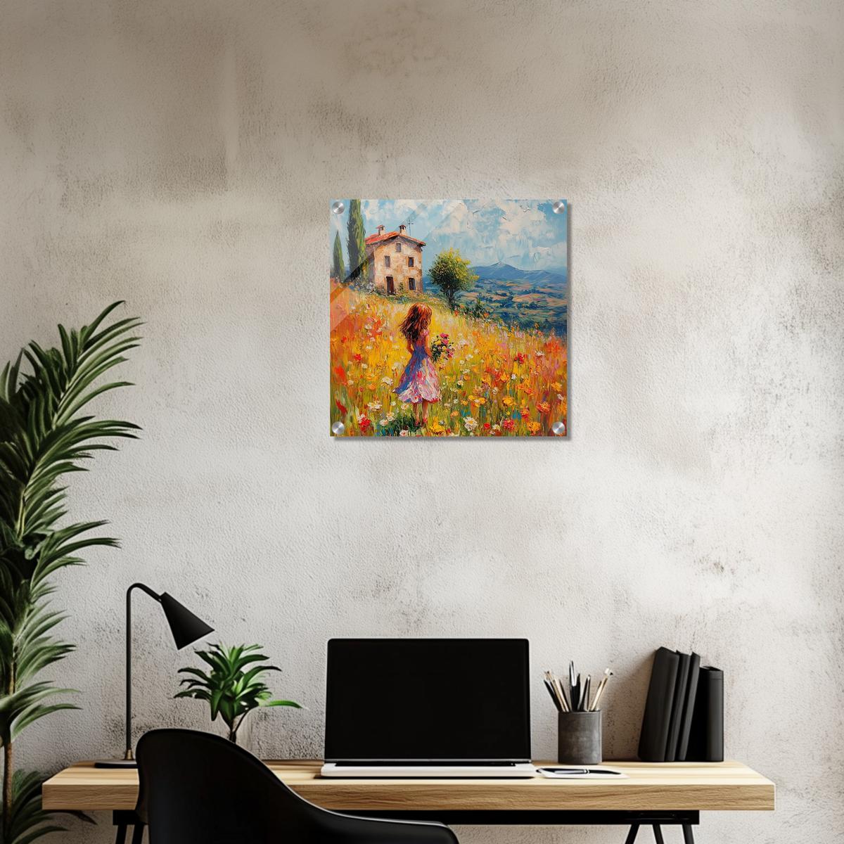 Golden Meadow Stroll | Acrylic Glass-MystBit Store