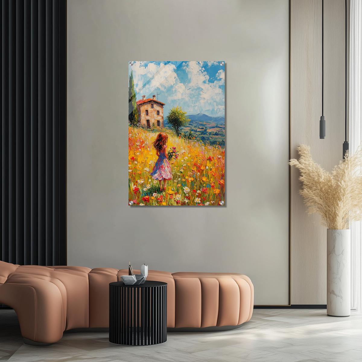 Golden Meadow Stroll | Acrylic Glass-MystBit Store