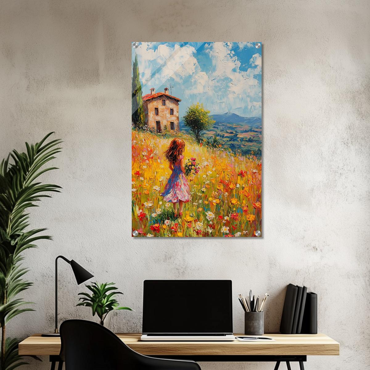 Golden Meadow Stroll | Acrylic Glass-MystBit Store
