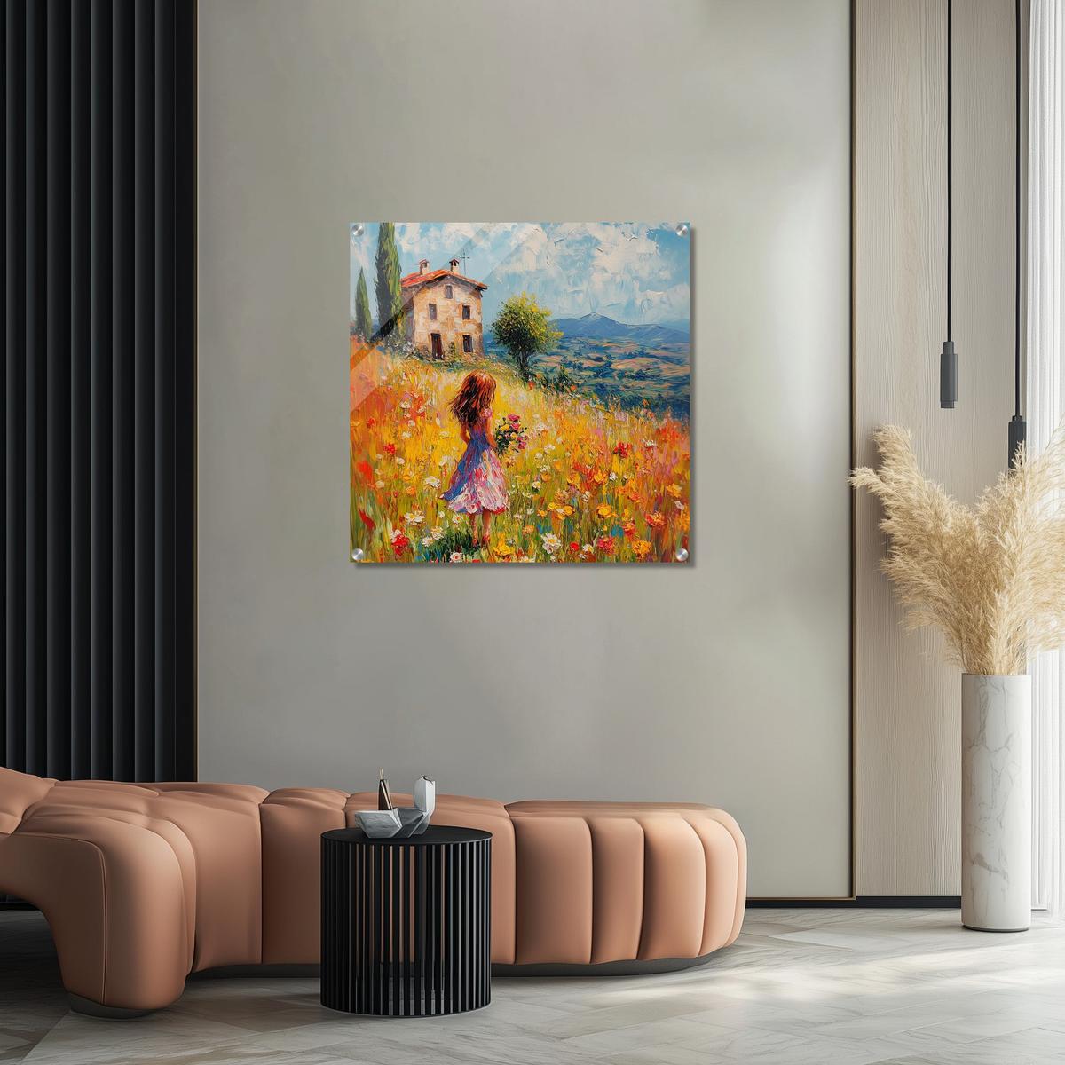 Golden Meadow Stroll | Acrylic Glass-MystBit Store
