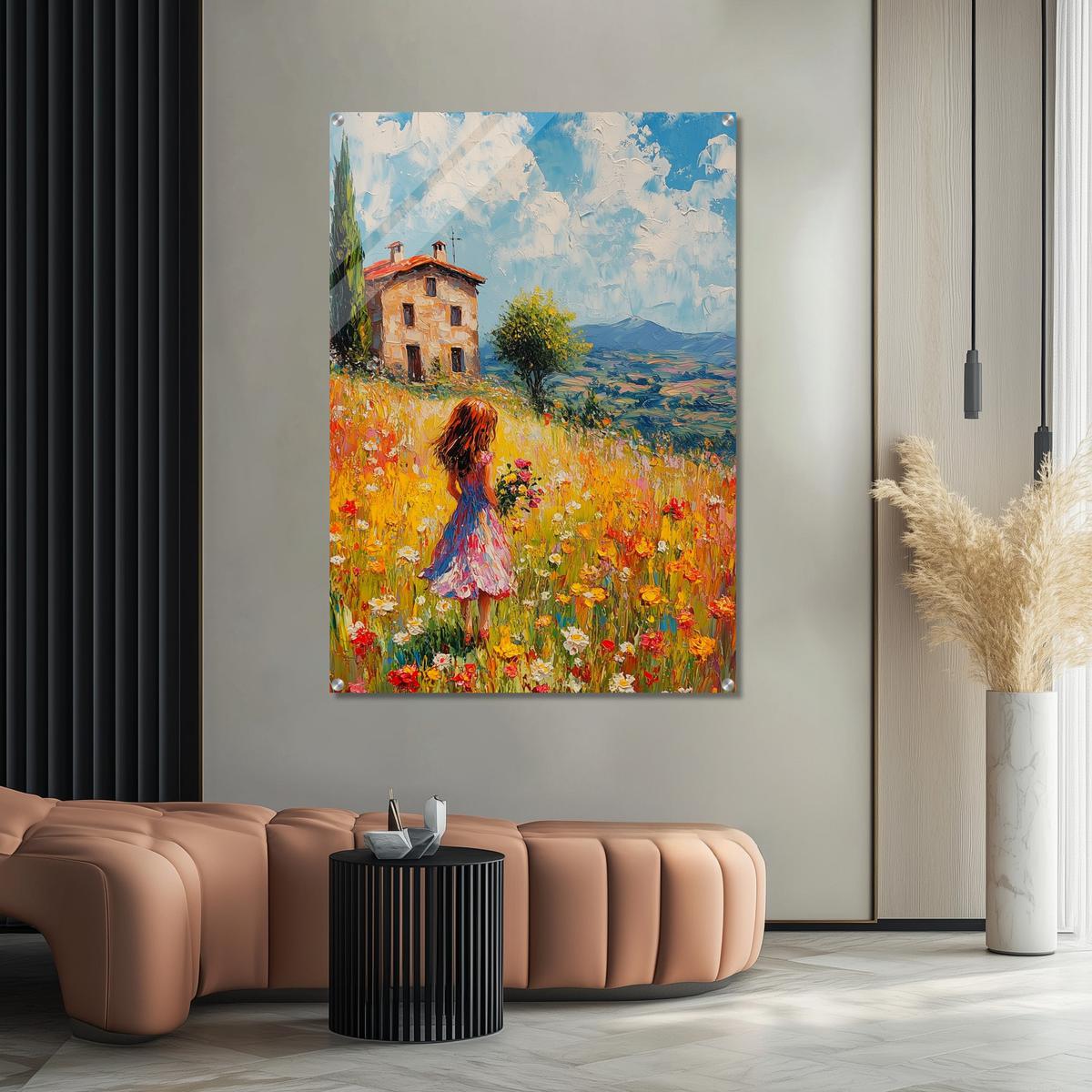 Golden Meadow Stroll | Acrylic Glass-MystBit Store