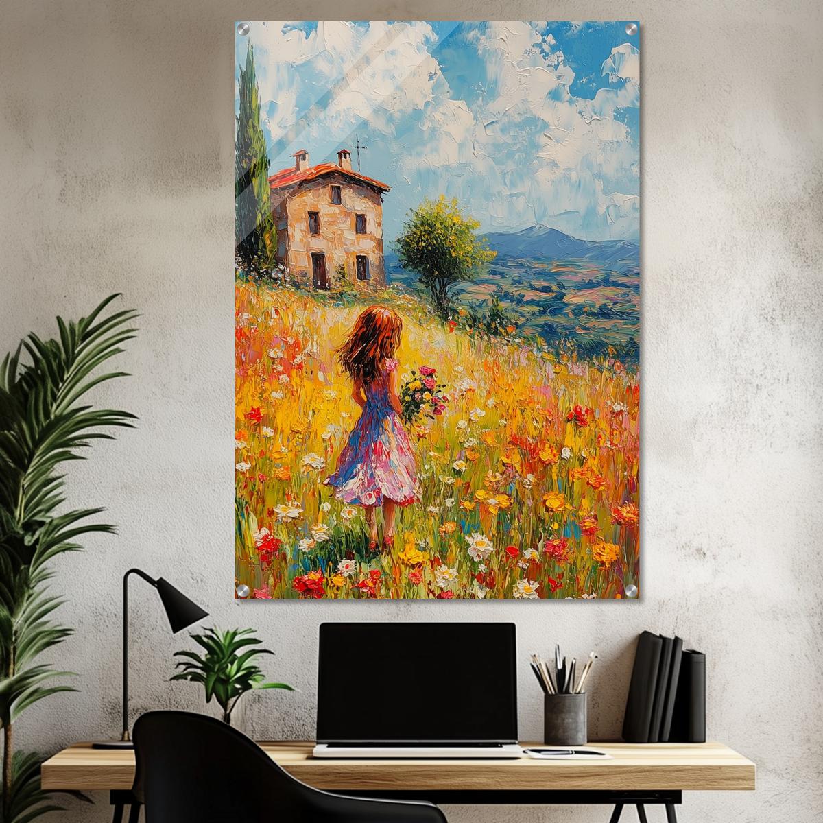 Golden Meadow Stroll | Acrylic Glass-MystBit Store