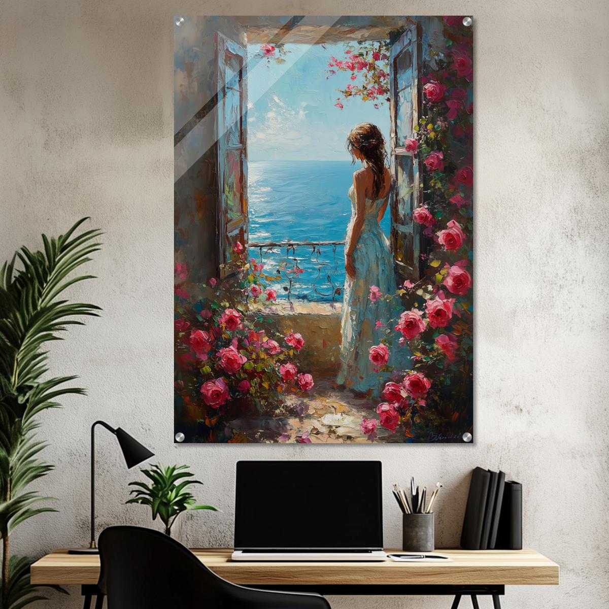 Seaside Rose Dreams | Acrylic Glass-MystBit Store